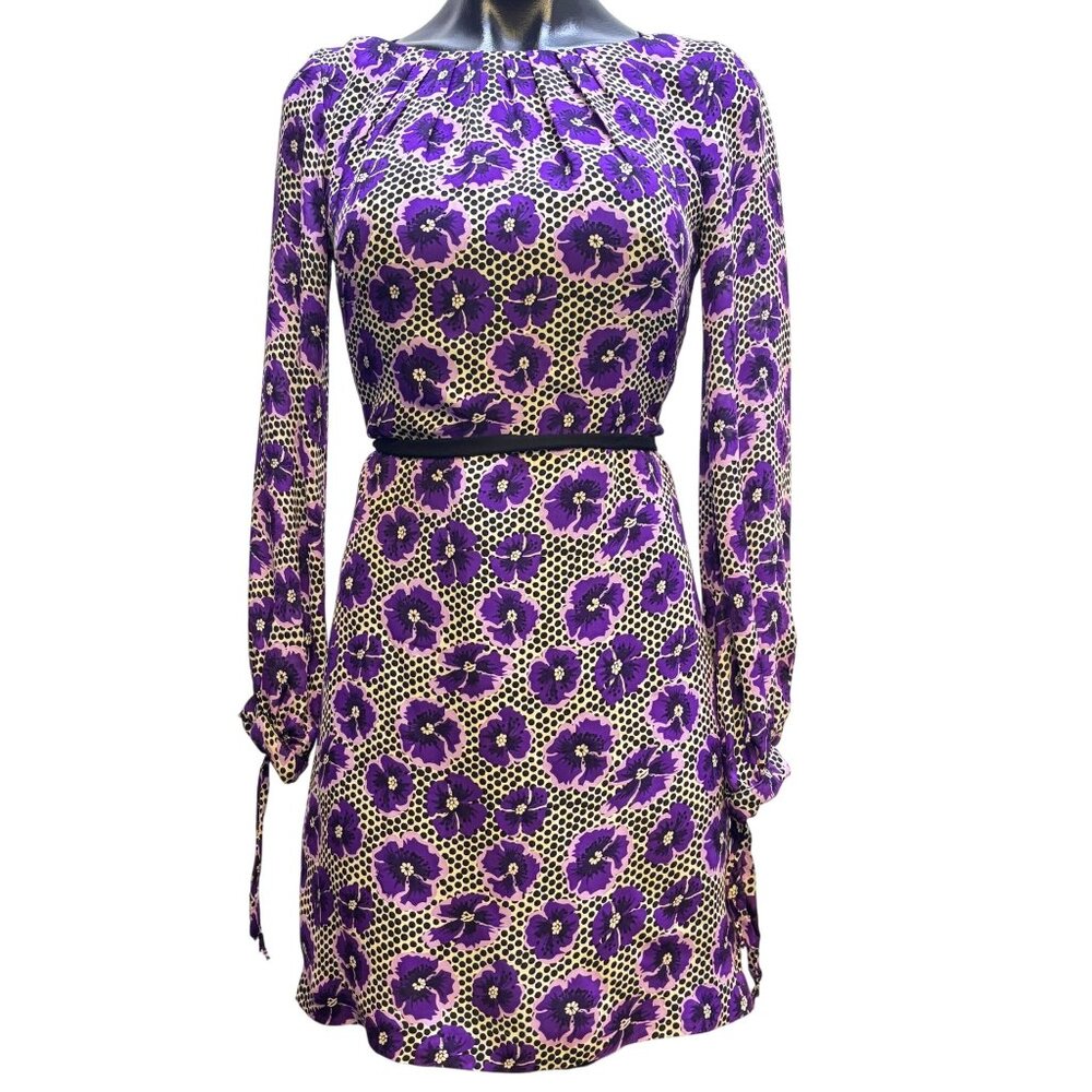 Milly Floral Print Dress Purple & Black Size 0